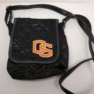 fandom Womens black quilted faux leather Oregon State University Crossbody Bag